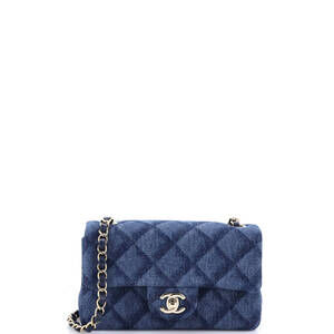 Chanel Mini Classic Single Flap Bag 3D Quilt Printed Denim